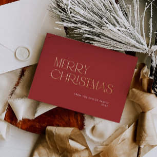 Carte De Vœux En Aluminium CHARLIE Red Foil Simple Famille Joyeux Noël