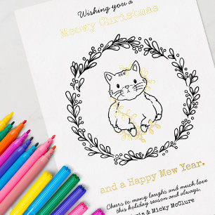 Carte De Vœux En Aluminium Chat de Noël Meowy aux lumières