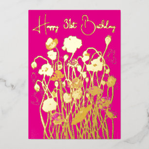 Carte De Vœux En Aluminium Chaud rose-or sauvage de pavot Aquarelle vieilli A
