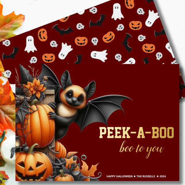 Carte De Vœux En Aluminium Chauve-souris Cache-Cache Halloween (Créateur téléchargé)