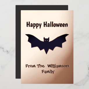 Carte De Vœux En Aluminium Chauve-souris noire Joyeux Halloween Rose Gold