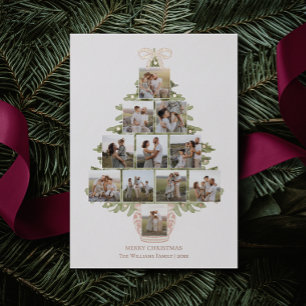Carte De Vœux En Aluminium Chic Coquette Arbre de Noël 12 Photo Rose Gold