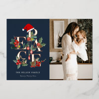 Chic Navy Red Green Photo Paix Noël