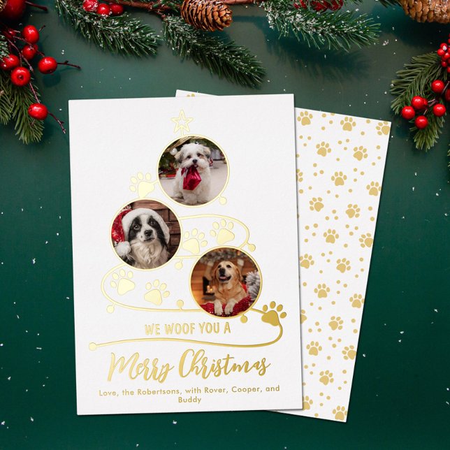 Carte De Vœux En Aluminium Chien Christmas Tree Animal 3 Photos (Créateur téléchargé)