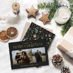 Carte De Vœux En Aluminium Christmas 2 photo watercolor botanical floral<br><div class="desc">Merry Christmas modern elegant watercolor dried botanical floral muted colors holiday 2 photo real foil Christmas card.</div>