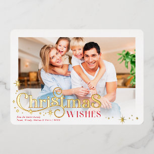 Carte De Vœux En Aluminium CHRISTMAS FAMILLE PHOTO stylisée typographie moder