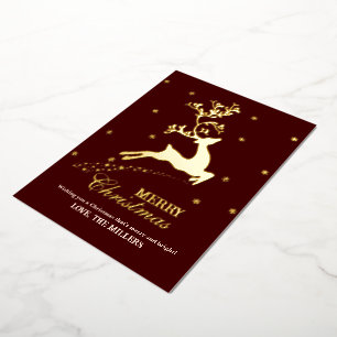 Carte De Vœux En Aluminium Christmas Reindeer Personnaliser le nom de famille