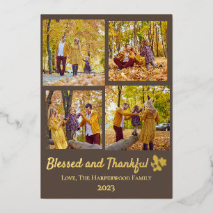Carte De Vœux En Aluminium Chute moderne Thanksgiving Photo de famille Collag