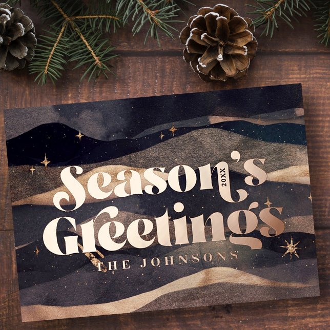 Carte De Vœux En Aluminium Ciel d'hiver Nuit étoilée Moderne Élégant Chic (Créateur téléchargé)