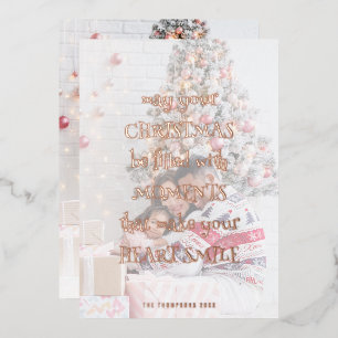 Carte De Vœux En Aluminium Citation Festive Photo Overlay Christmas Luxe