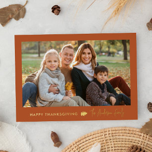 Carte De Vœux En Aluminium Citrouille minimaliste et Gold Thanksgiving 2 Phot