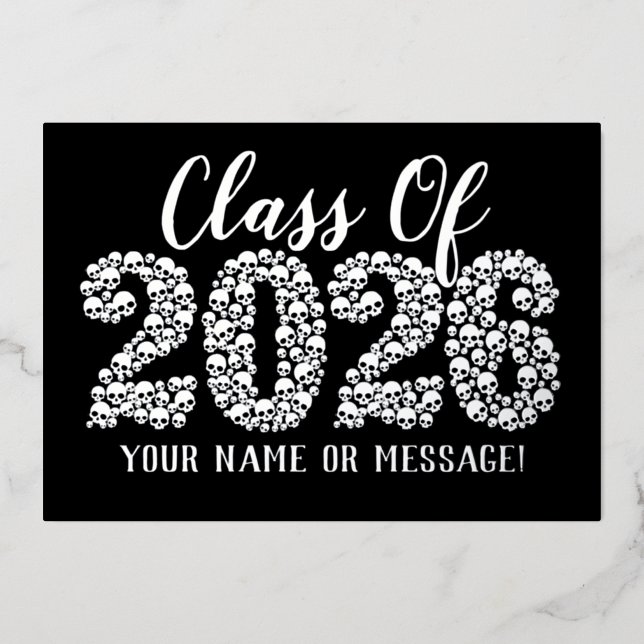 Carte De Vœux En Aluminium Classe Skulls De 2022 Grad Gold Foil Card (Recto)