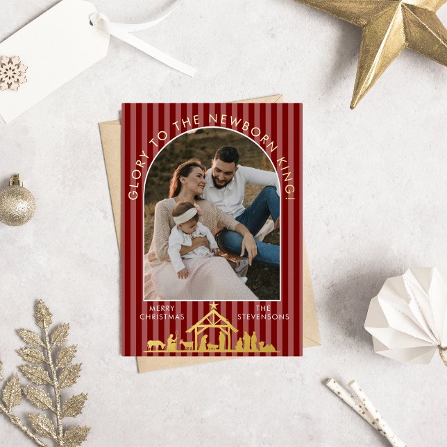 Carte De Vœux En Aluminium Classic Christmas Carol Christian Nativity Photo (Créateur téléchargé)