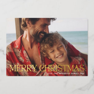 Carte De Vœux En Aluminium Classic Elegant Gold Joyeux Noël Photo