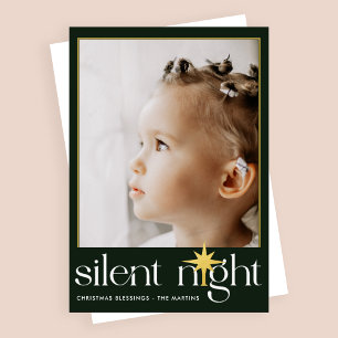Carte De Vœux En Aluminium Classic Green Silent Night Star de Noël Photo