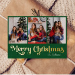 Carte De Vœux En Aluminium Classic Simple Green 3 photo Joyeux Noël Or<br><div class="desc">Célébrez la saison avec cette unique, classique simple vert 3 photo Joyeux Noël feuille d'or carte de vacances avec une touche de charme vintage. Le design minimaliste présente une élégante palette de couleurs vert et or, évoquant l'esprit cosy de l'hiver. Son attrait moderne, associé à la formulation traditionnelle, crée un...</div>