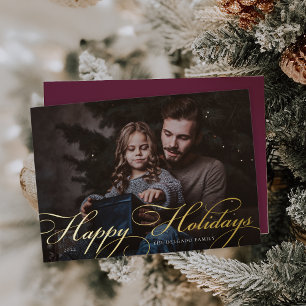 Carte De Vœux En Aluminium Classique   Happy Holidays Photo