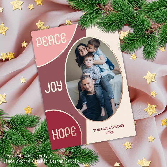 Carte De Vœux En Aluminium Classique moderne Joyeuses Fêtes Rose or (Créateur téléchargé)