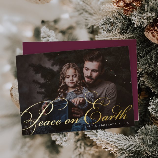 Carte De Vœux En Aluminium Classique | Paix sur Terre (Créateur téléchargé)