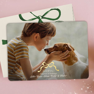 Carte De Vœux En Aluminium classique photo noël or arc