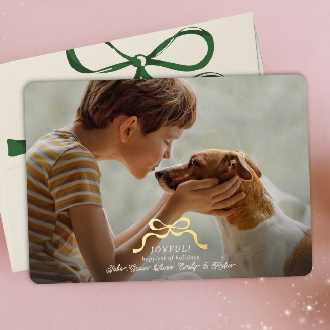 Carte De Vœux En Aluminium classique photo noël or arc (Créateur téléchargé)