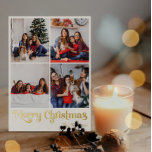 Carte De Vœux En Aluminium Classique simple à quatre photos Joyeux or de Noël<br><div class="desc">Célébrez la saison avec cette carte de vacances en feuille d'or Joyeux Noël, simple et unique, avec une touche de charme vintage. Le design minimaliste présente une élégante palette de couleurs dorées, évoquant l'esprit cosy de l'hiver. Son attrait moderne, associé à la formulation traditionnelle, crée un équilibre parfait entre luxe...</div>