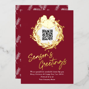 Carte De Vœux En Aluminium Code QR saison d'affaires entreprise saluant Foil