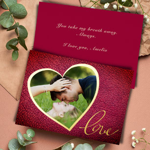Carte De Vœux En Aluminium Cœur Cuir Impression Amour Saint-Valentin Photo