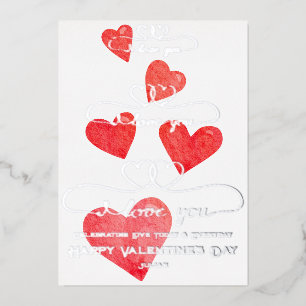 Carte De Vœux En Aluminium Cœur Je T'Aime Rose Arc-en-Ciel Aquarelle Saint-Va