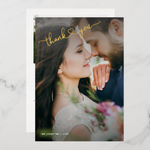 Carte De Vœux En Aluminium Coeur Merci Gold Calligraphie 2 Photo