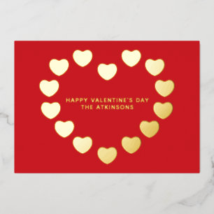 Carte De Vœux En Aluminium Coeurs d'or rouge mignon coutume Saint Valentin