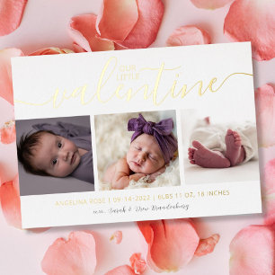Carte De Vœux En Aluminium Coeurs photo Valentine Faire-part de naissance Gol