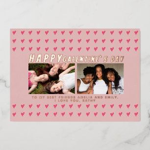 Carte De Vœux En Aluminium Coeurs roses Galentine`s Day Friends 2 Photo