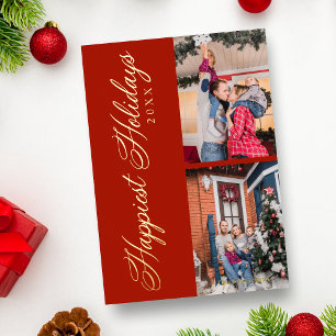 Carte De Vœux En Aluminium Collage de 2 photos de luxe Joyeuses Fêtes fantais
