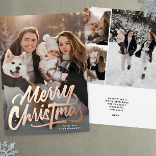 Carte De Vœux En Aluminium Collage de 4 photos de famille Joyeux Noël