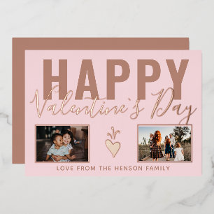 Carte De Vœux En Aluminium Collage de photos 2 Joyeuse Saint-Valentin Script