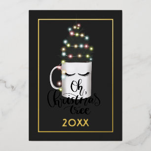 Carte De Vœux En Aluminium Collage de photos de famille aux lumières de Noël 