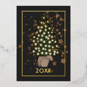 Carte De Vœux En Aluminium Collage de photos de famille avec lumières de Noël