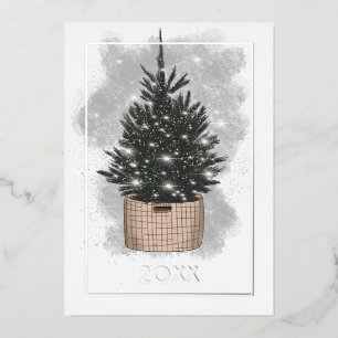 Carte De Vœux En Aluminium Collage de photos de famille avec lumières de Noël