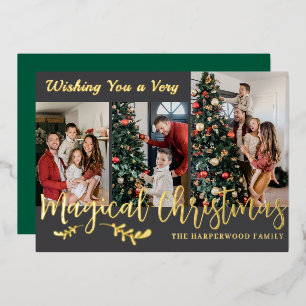 Carte De Vœux En Aluminium Collage de photos de famille de Noël simple et mod
