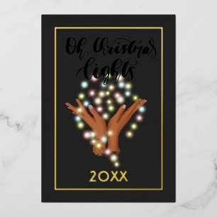 Carte De Vœux En Aluminium Collage de photos de la famille Christmas Lights