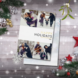 Carte De Vœux En Aluminium Collage de photos de Modern Family 4 Noël Chic Or