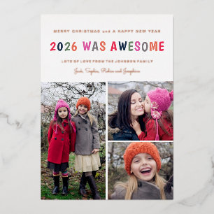 Carte De Vœux En Aluminium Collage de photos de Noël 2026 était génial