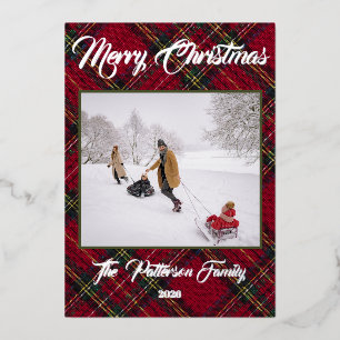 Carte De Vœux En Aluminium Collage de photos de Noël en famille avec carreaux