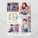 Carte De Vœux En Aluminium Collage de photos de Noël | Paix sur Terre Vacance<br><div class="desc">Design moderne et coloré de vacances avec un "panneau de Paix de Vacances Vertes" et chambre pour quatre photos. Les vacances sont une partie importante de toute culture, et quand la saison arrive, il s'agit de faire de nouveaux souvenirs et de s'amuser en famille et entre amis. Pourquoi ne pas...</div>