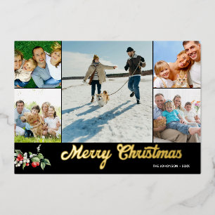 Carte De Vœux En Aluminium Collage de photos Joyeux Noël écrit à la main