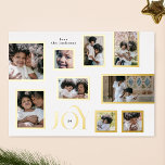 Carte De Vœux En Aluminium Collage photo Christmas Multi 9 Joyeux JOIE Gold<br><div class="desc">Collage de photos de Noël Elégant moment joyeux ______________________________________ ***ce design fait partie d'une collection de fêtes de Noël*** Capturez la magie de la saison des fêtes avec ma collection de photos de Noël Elégant moment joyeux ! Cette collection est conçue pour mettre en valeur vos souvenirs précieux dans un...</div>