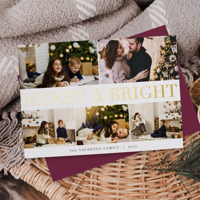 Carte De Vœux En Aluminium Collage photo Joyeux et lumineux (Créateur téléchargé)