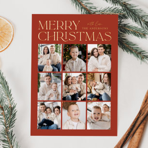 Carte De Vœux En Aluminium Collage photo moderne de Noël rouille 9