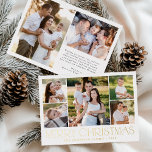 Carte De Vœux En Aluminium Collection photo moderne élégante Joyeux Noël<br><div class="desc">Célébrez la saison avec la carte de vacances Modern Elegant Joyeux Noël Photo Collage feuille de vacances. Ce design élégant présente un collage de 5 photos à l'avant, avec 4 photos carrés entourant une photo plus grande au centre. "Joyeux Noël" est magnifiquement affiché en papier doré tendance sur un arrière...</div>